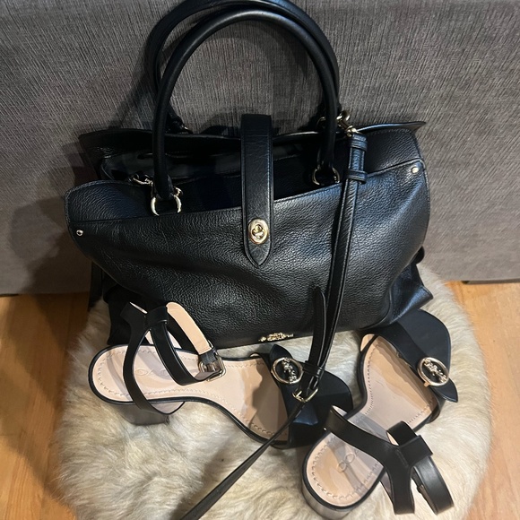 Coach Black Leather Heels Size 10 - Picture 2 of 16